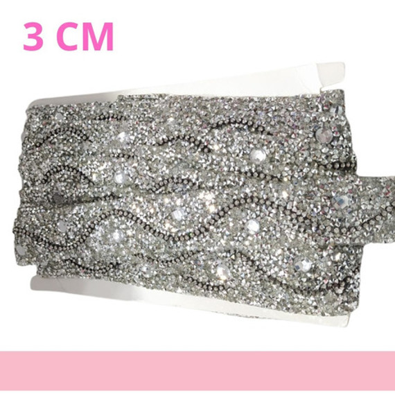 Tira De 3 Cm Strass Piedras Galon Termoadhesivo Gema X Rollo 1
