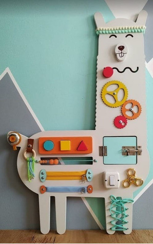 Tablero Panel Sensorial De Bebes Montessori Llama Didactico 1