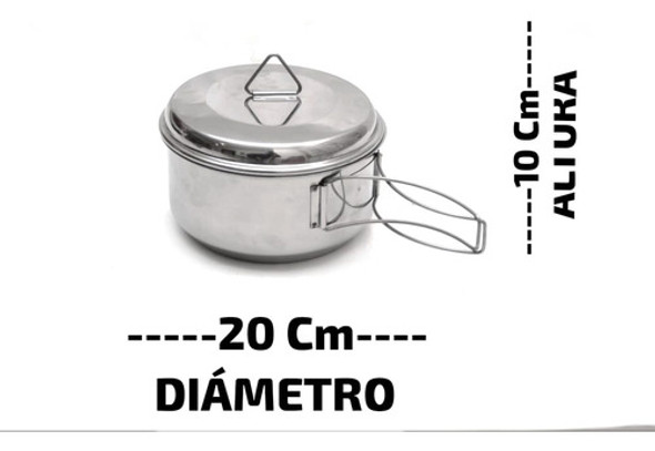 Marmita De Camping Acero Inoxidable Solo Olla De 20cm 1