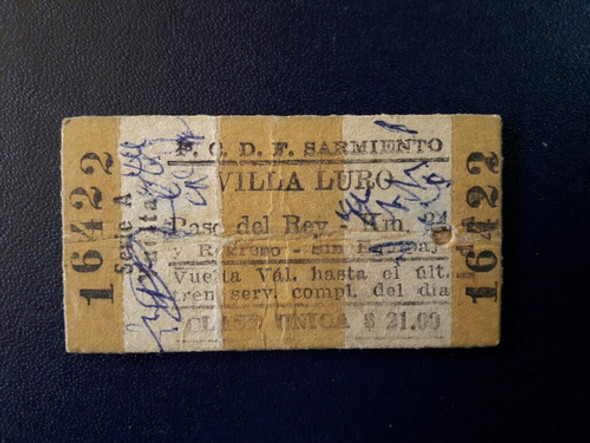 Antiguo Boleto De Tren  De Villa Luro A Paso Del Rey 0