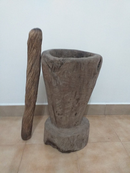 Antiguo Mortero Campo Con Pilon,listopara Utilizar 1