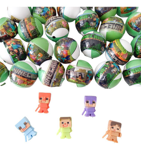 Kit 50 Capsula Minecraft Surpresa 1pol - Dentista - Infantil 0