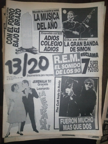 Revista 13/20 * Nº 143 Año 1991 The Cult - Soda - Pinpinela 0
