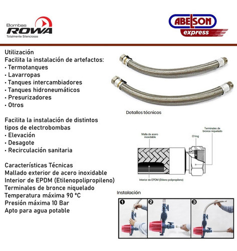 Rowa Flexible Facilitador De Instalación 1 X 50cm Acero Inox 1