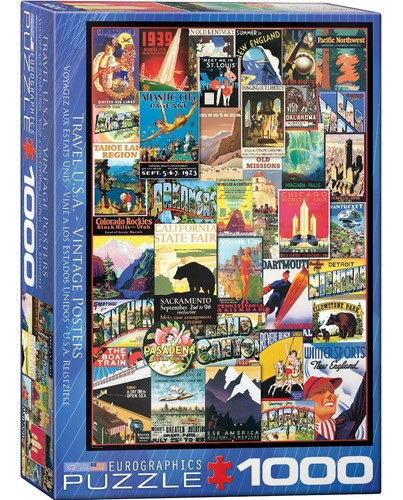 Puzzle 1000 Piezas Travel Usa Vintage Post - Eurographics 0