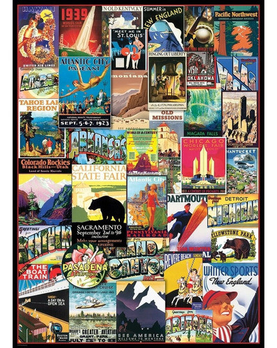 Puzzle 1000 Piezas Travel Usa Vintage Post - Eurographics 1