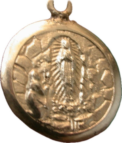 Colgante Medalla Plata Religiosa Virgen Lourdes Unisex Luli 0