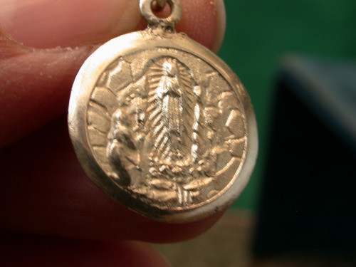 Colgante Medalla Plata Religiosa Virgen Lourdes Unisex Luli 1