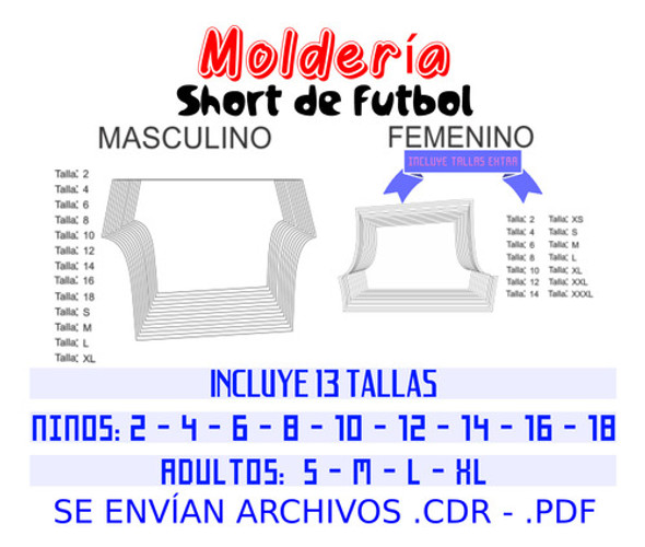 Moldería Short De Fútbol Masculino Y Femenino 0