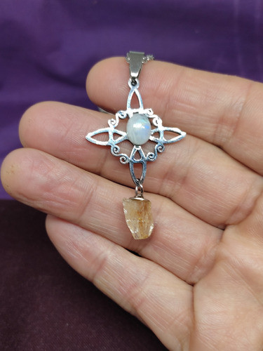 Nudo De Brujas Con Piedra De La Luna Y Amatista/pirita/citri 1