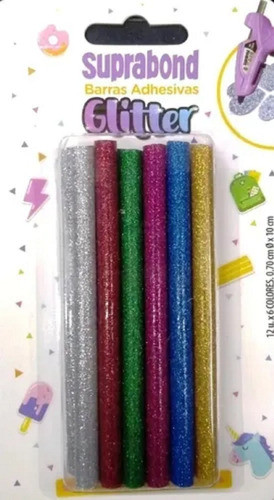 Barras Adhesivas De Silicona Glitter Suprabond Finas 12u 0