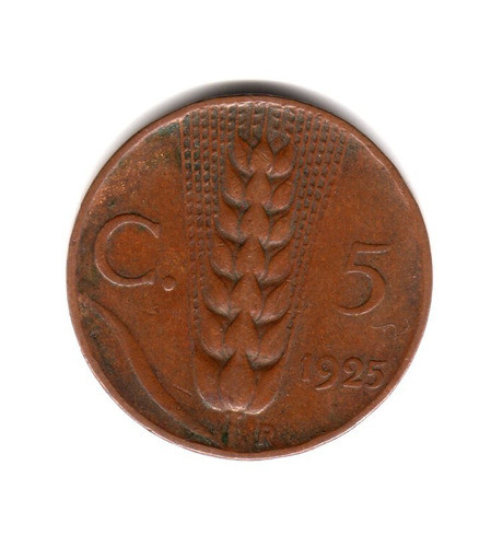 Moneda Italia Reino 5 Centesimi Año 1925 Km#59 Vittorio Eman 0
