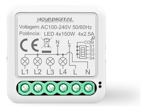 Interruptor Mini 4 Canais Automação Tuya 0