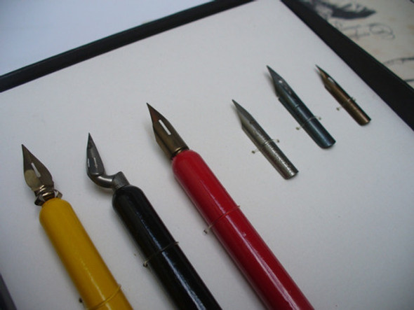 Set De 6 Plumas Antiguas Master Copperplate 0