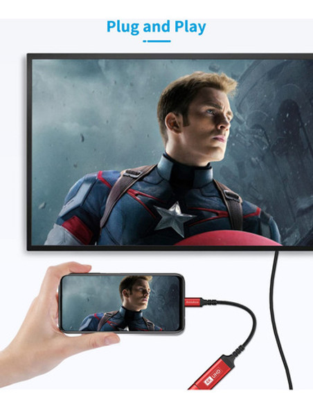 Sniokco Adaptador Usb C A Hdmi, Adaptador Tipo C A Hdmi Para 1
