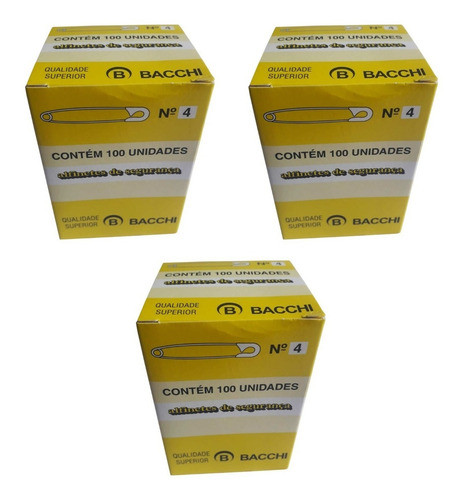 Alfinetes De Segurança N°4 Aço Niquelado 57 Mm Kit 3 Caixas 0