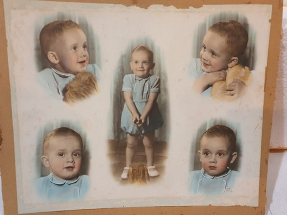 Antigua Foto Original Coloreada De Niño-24× 30 Cms-054 0