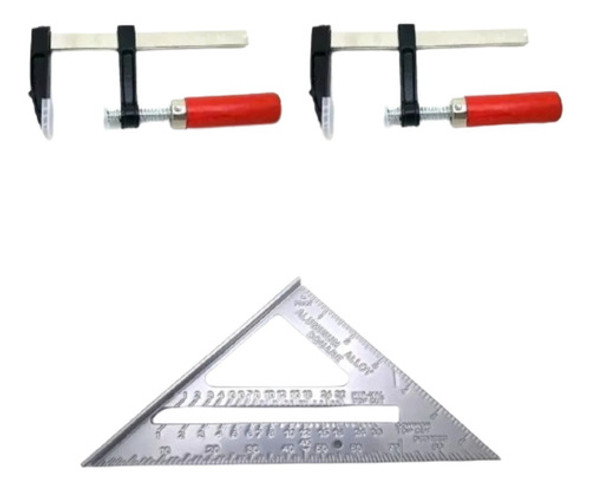 Combo Prensa Sargento Carpintero 50x150 X 2 + Escuadra 0