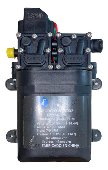 Bomba 12v Agua 9l/m 150 Psi Con Switch 0