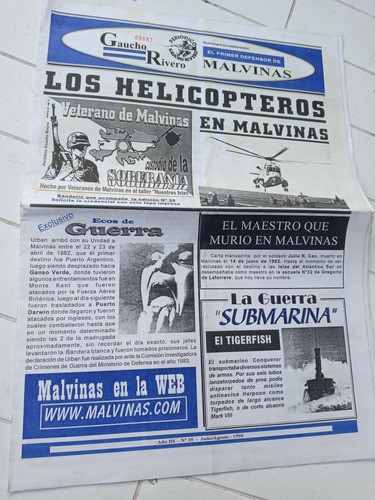 Periodico Gaucho Rivero N.35 Julio/agosto 1998 Malvinas 0