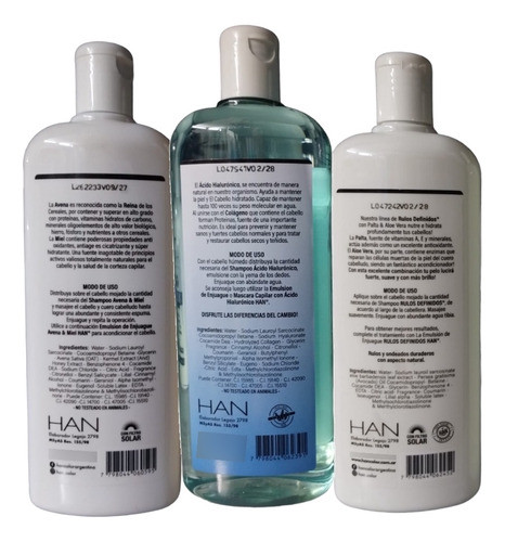 Combo X3 Shampoo Avena - Ácido - Rulos - Han 1