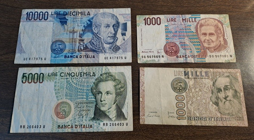 Italia X 4 Billetes Incluye 5000 Liras 1985. Usados !!! 1