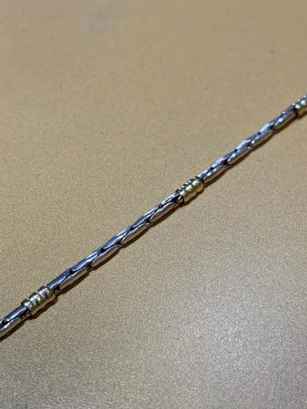 Pulsera En Plata Con Detalles En Oro. 2 Mm De Grosor. Tuset. 0 Pulsera En Plata Con Detalles En Oro. 2 Mm De Grosor. Tuset. 0