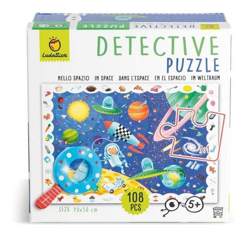 Detective Puzzle En El Espacio Con Lupa 108 Pcs - Ludattica 0