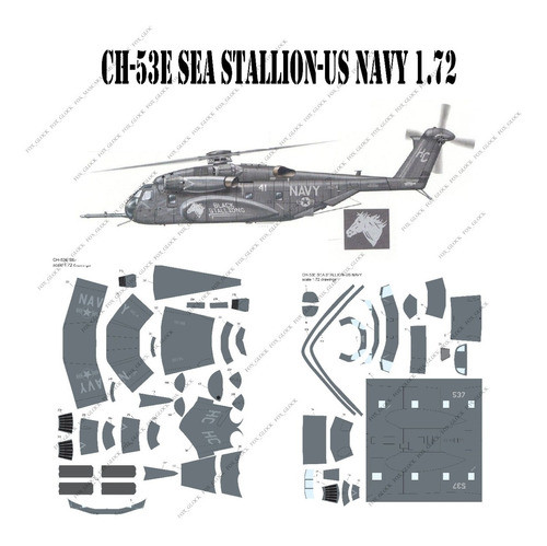 Ch-53e Sea Stallion-us Navy 1.72 Papercraft Sencillo 0
