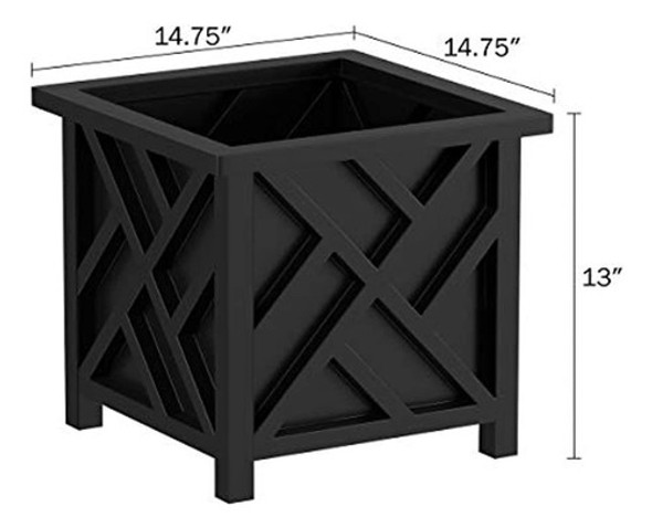 Jardinera Cuadrada - Contenedor De Celosía Negra Para Flores 1