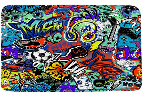 Moderno Abstracto Graffiti Alfombra De Baño Colorido Creativ 0
