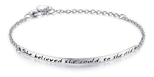 Pulsera De Plata De Ley Con Grabado Inspirador De Ninamid Qu 0
