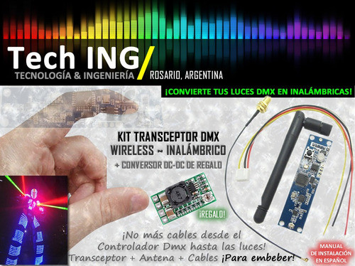 Dmx Inalambrico Trasmisor Receptor 2 En 1 : Kit Para Embeber 1