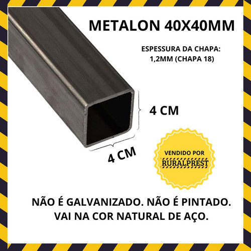 Metalon 40x40 Tubo Quadrado De Aço - 1 Metro De Comprimento 1