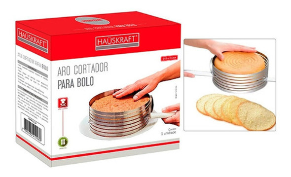 Aro Cortador De Bolo Aço Inox 7 Camadas C/ Jogo De Espátula 1