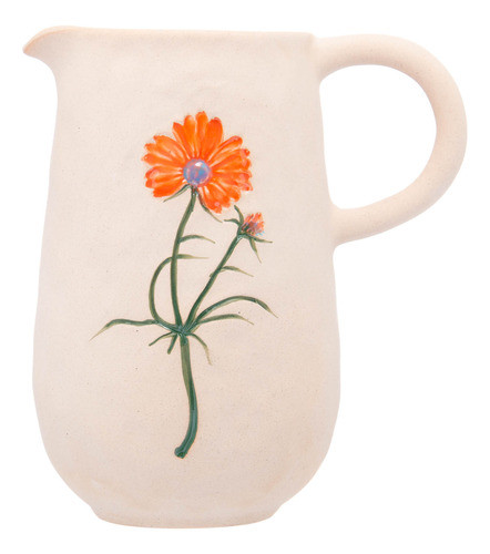 Jarro Decorativo De Ceramica Flor Laranja Trento Wolff 0