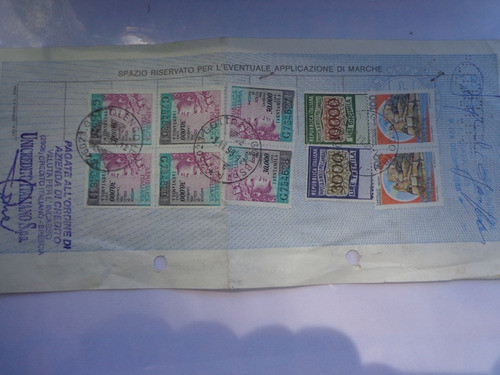 Pagare Italiano Con Sellos Fiscales Y De Correo 0