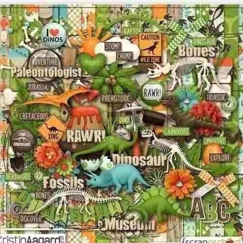 Kit Scrapbook Actualizado Alfa Dinossaurios Kaagard 0