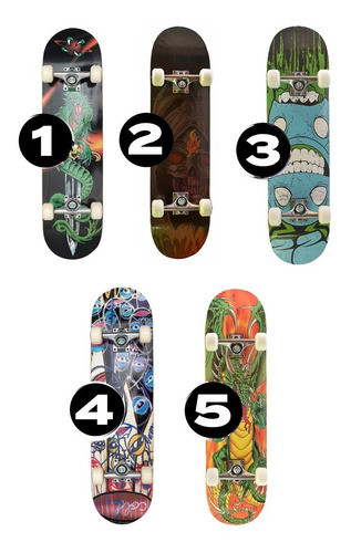 Skate Patineta Completa Tabla Maple Concava Truck Aluminio 0