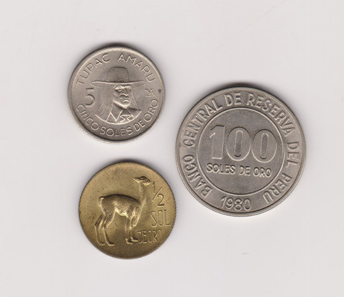 Lote 3 Moneda Peru 1/2/1968 +5/1976+100/1980 Soles 0