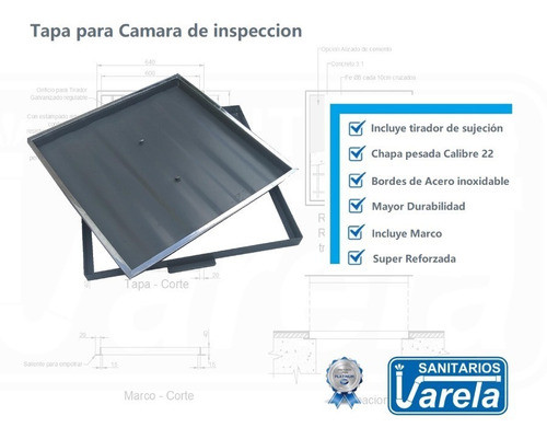 Tapa Camara Super Reforzada 50x50 Filete Acero C 1