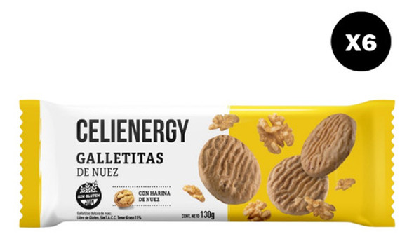 Pack X 6 Galletitas Celienergy Cacao Y Maní 130 G 1 Pack X 6 Galletitas Celienergy Cacao Y Maní 130 G 1