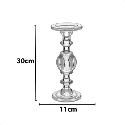Castiçal Porta Velas De Vidro 30x11cm Para Enfeite Casa Lar 1