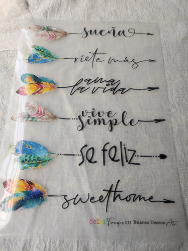 Laminas Para Estampado Telas A4 - Buenos Deseos 1
