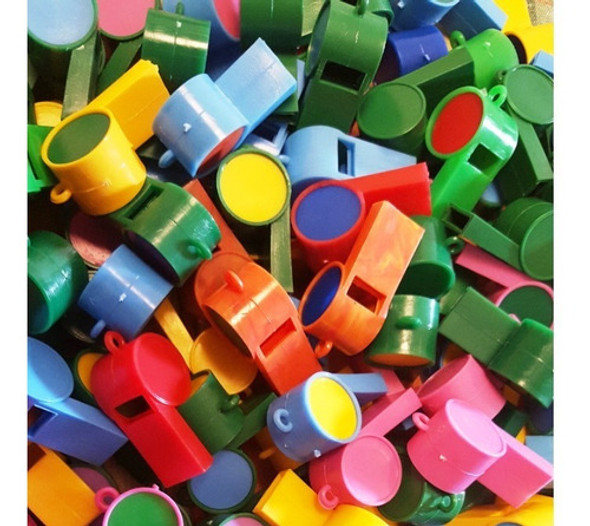 Chifle Plástico Bicolor X 80 Unidades. Silbato Xa Cotillón 1