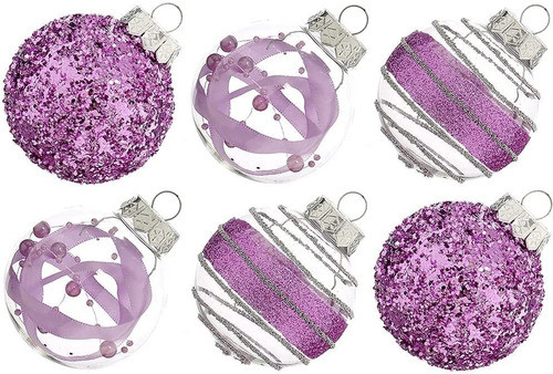 12 Bolas De Navidad Ps Xmasexp - 3 Diseños Violetas 7cm 0