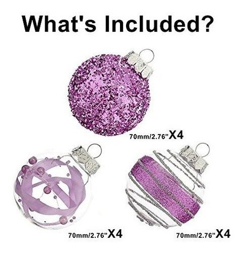 12 Bolas De Navidad Ps Xmasexp - 3 Diseños Violetas 7cm 1