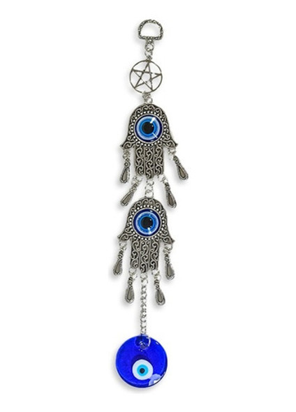 Colgante Llamador Ojo Turco Mano Hamsa Doble Monte Kurama 0