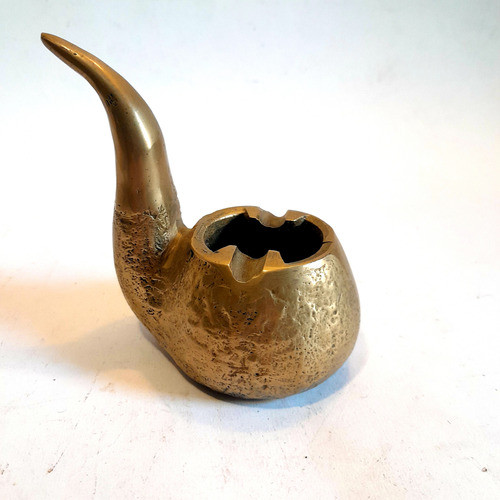 Cenicero Pisapapel De Bronce Macizo Forma De Pipa 600 Gm. 0