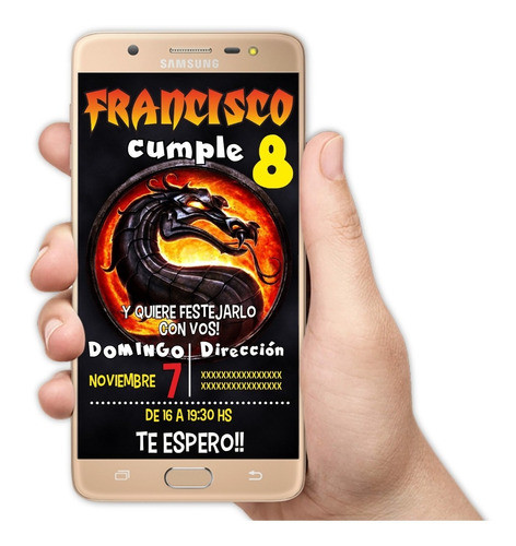 Invitaciones Digitales Personalizadas Mortal Kombat 1